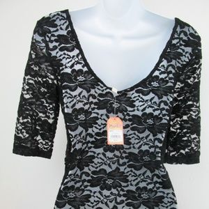 new black see through blouse sz M